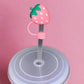 Pink strawberry straw topper💗