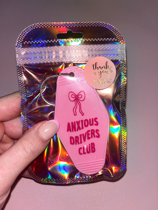 Anxious drivers club pink motel keychain💕