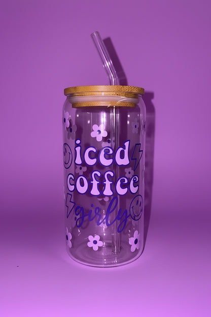 Iced coffee girly glass can🌸💕