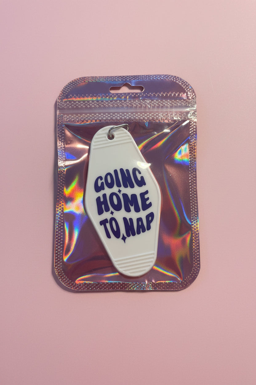 Going home to nap motel keychain😴
