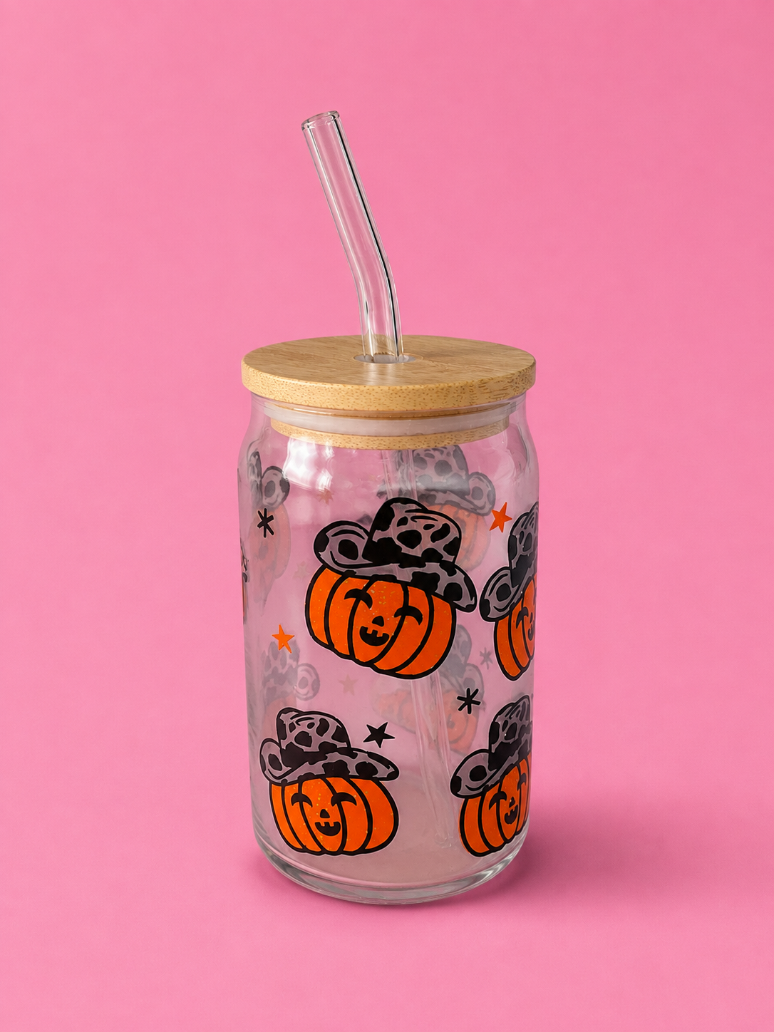 Cowboy pumpkin glass can🎃🤠