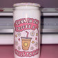 Runnin on coffee and bills to pay white glitter 16oz glass can💕