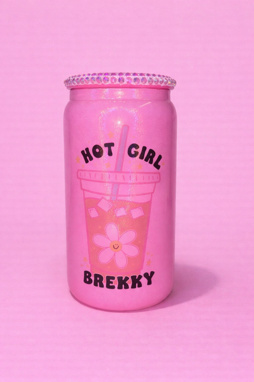 Hot Girl Brekky pink 16oz glass can💕✨