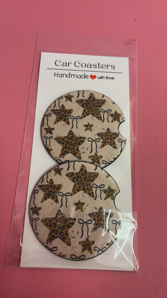 Leopard print bow car coasters 🐆🎀