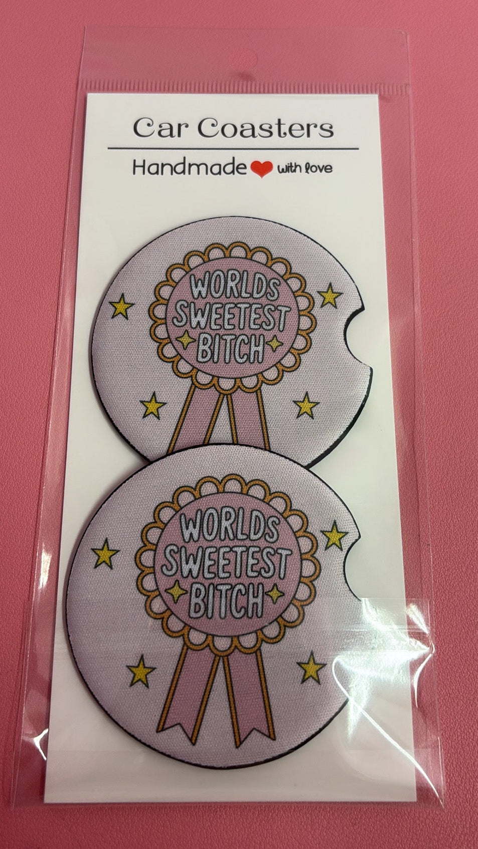 Worlds sweetest bitch car coaster set💕✨