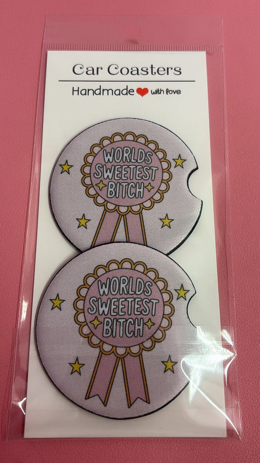 Worlds sweetest bitch car coaster set💕✨
