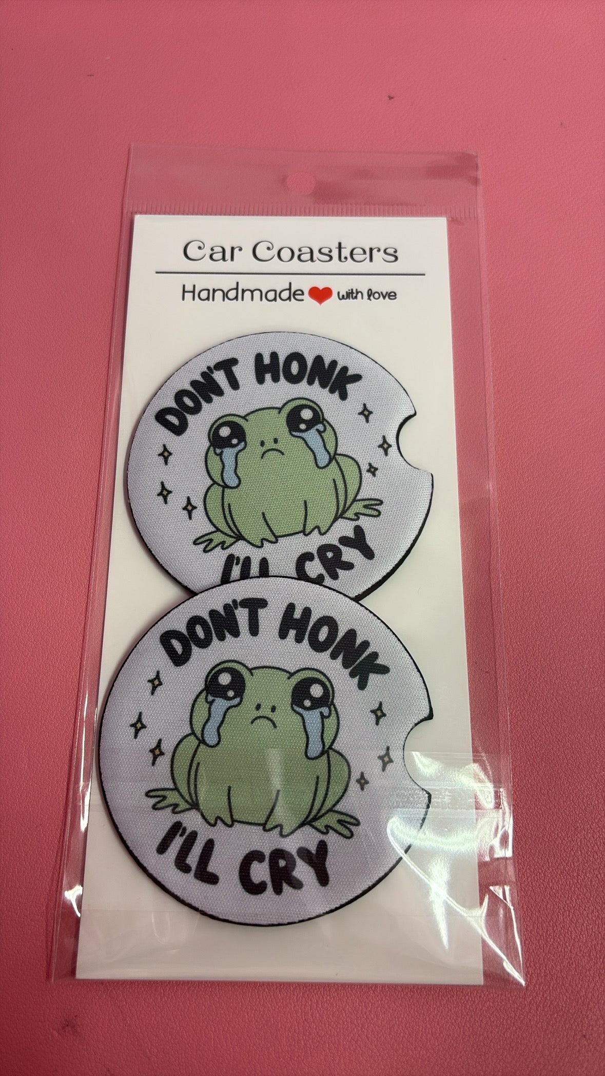 Don’t honk I will cry car coaster set🐸✨
