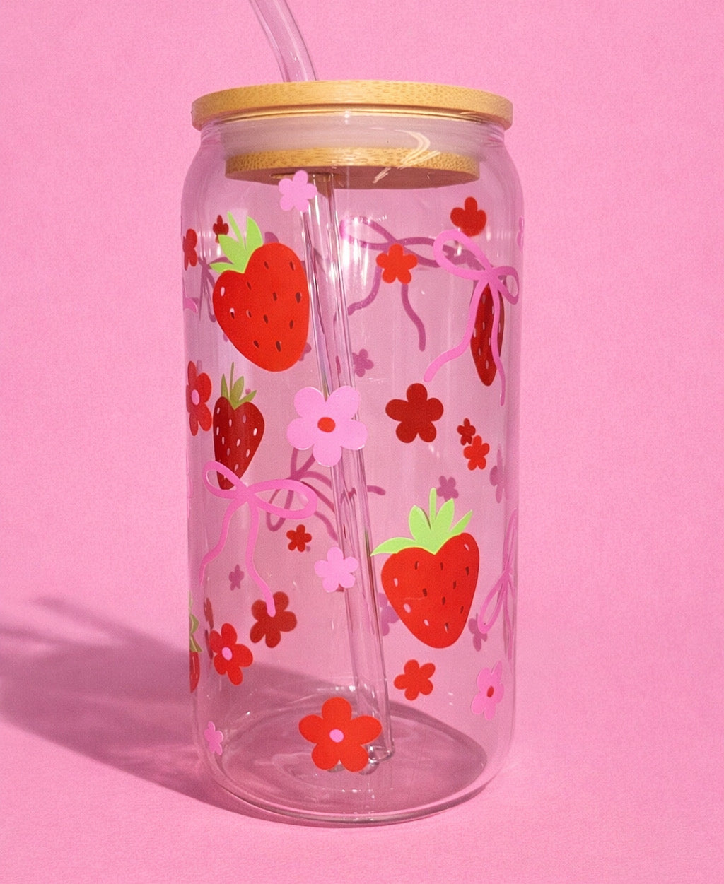 Berry and Bows glass can🍓🎀